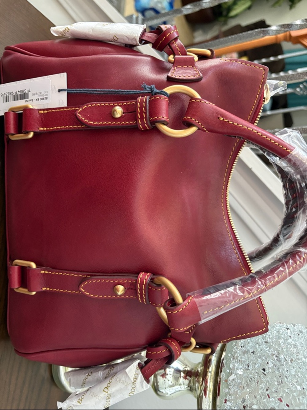 Dooney & Bourke Florentine Leather Satchel REGULAR Bordeaux - Picture 4 of 6